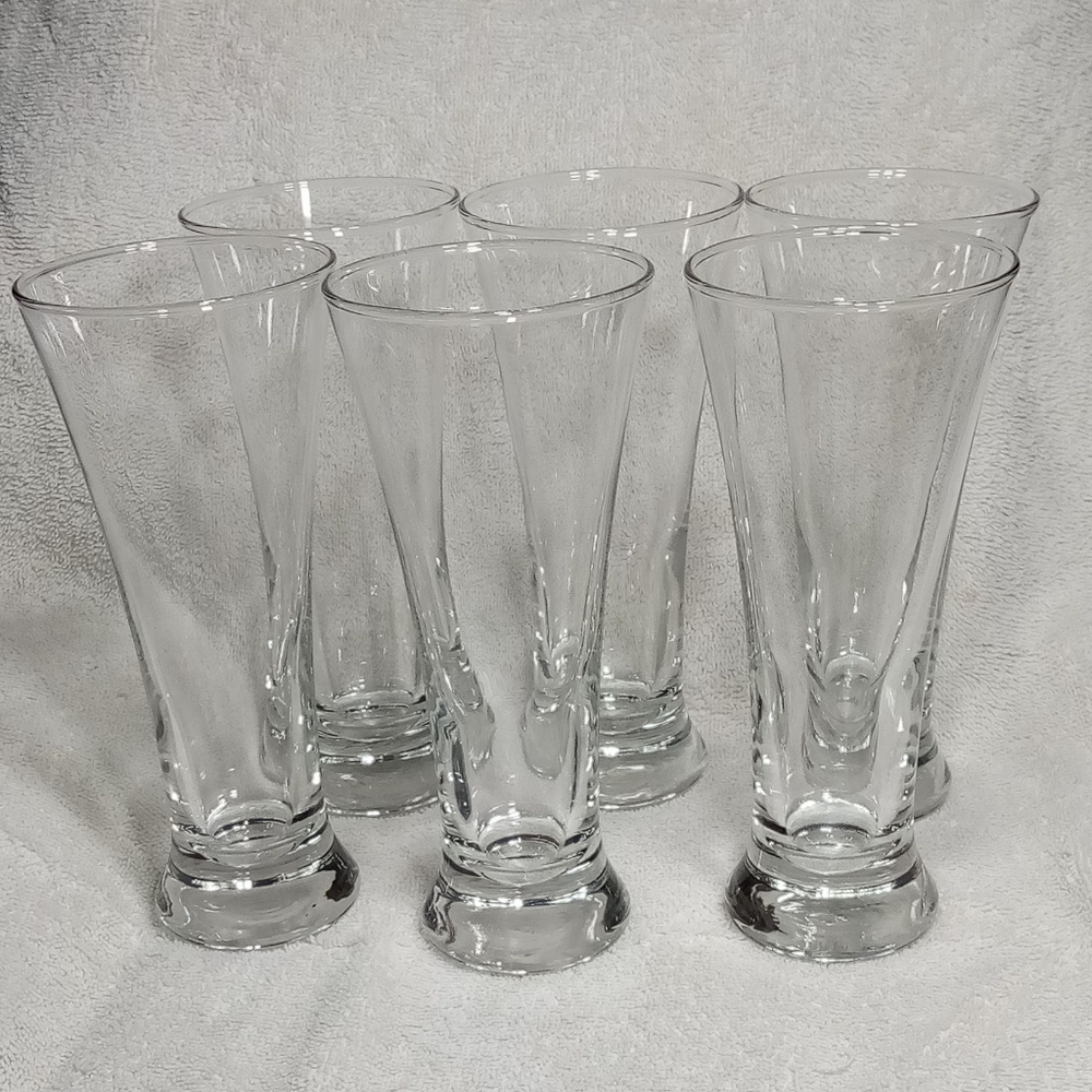 Set of 6 Clear Glass Restaurant Bar Flared Beer Pilsner Glasses 12oz - Picture 2 of 8